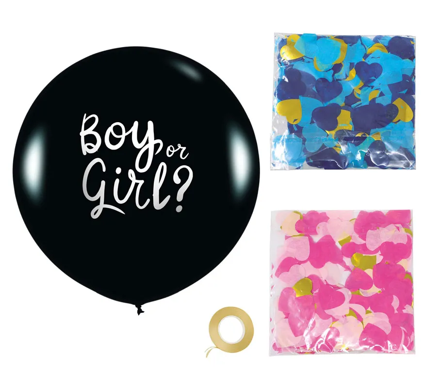 Palloncino Blu e Rosa con Confetti 50 cm