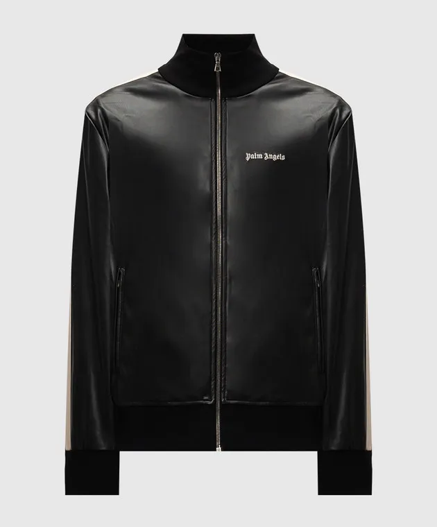 Palm Angels Giubbotto nero con ricamo logo PMBD058F24FAB002