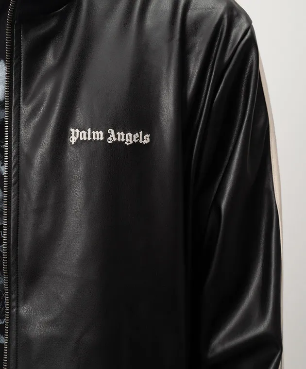 Palm Angels Giubbotto nero con ricamo logo PMBD058F24FAB002