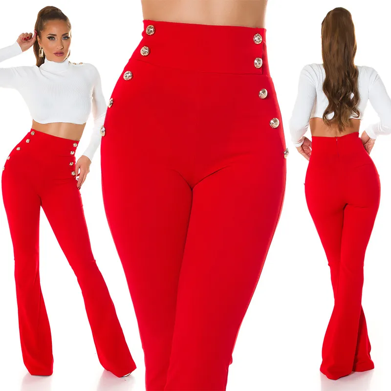 Pantalone a zampa LE185 rosso