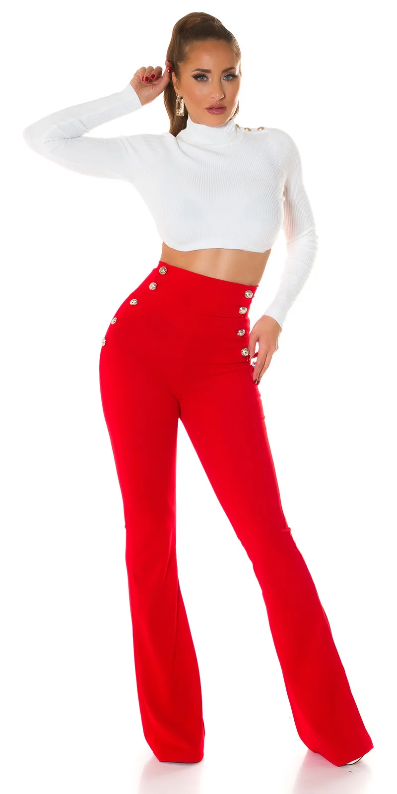 Pantalone a zampa LE185 rosso