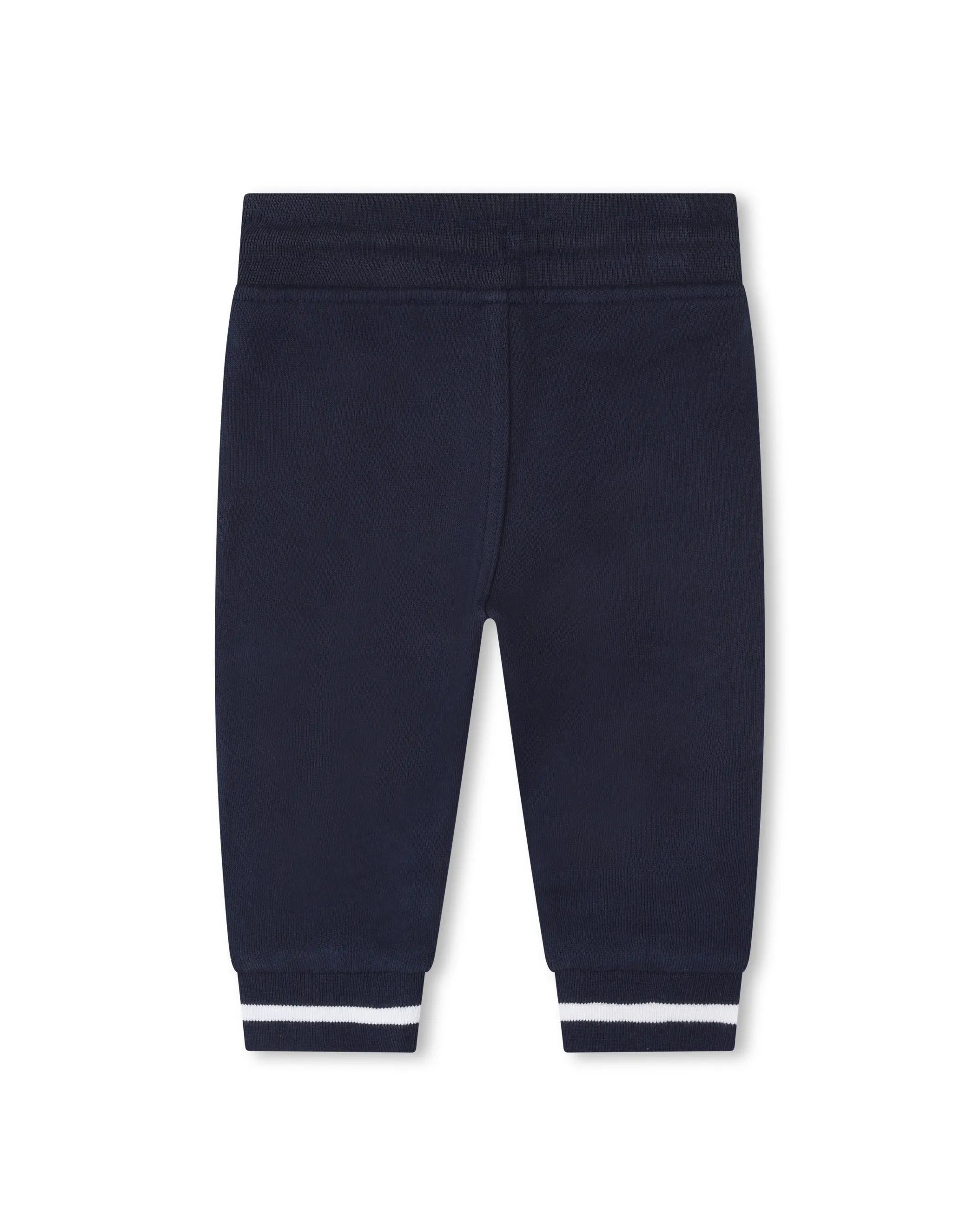Pantalone blu in felpa di cotone con cucitura alle ginocchia 9-18 mesi