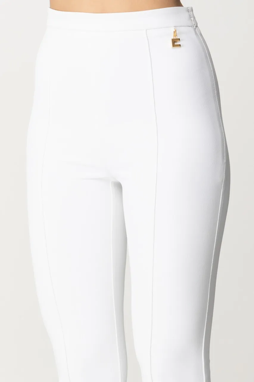 Pantaloni flare con charms C Avorio