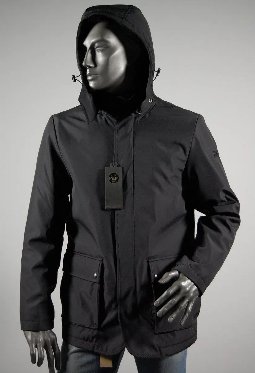Parka jacket paired with elegant cut two cap colors