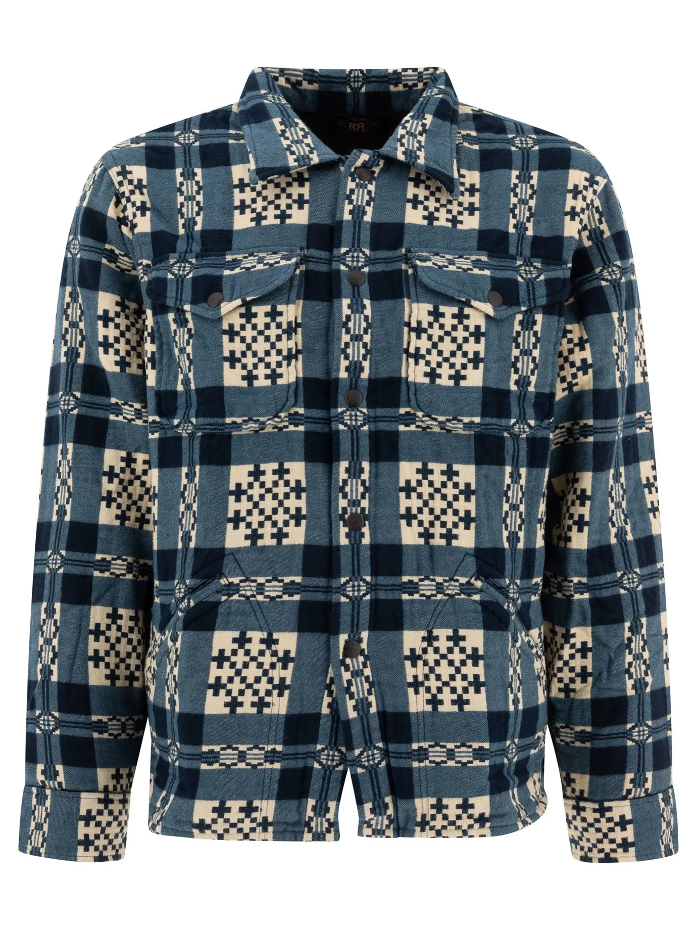 Patterned Jacquard Overshirt Giacche Blu