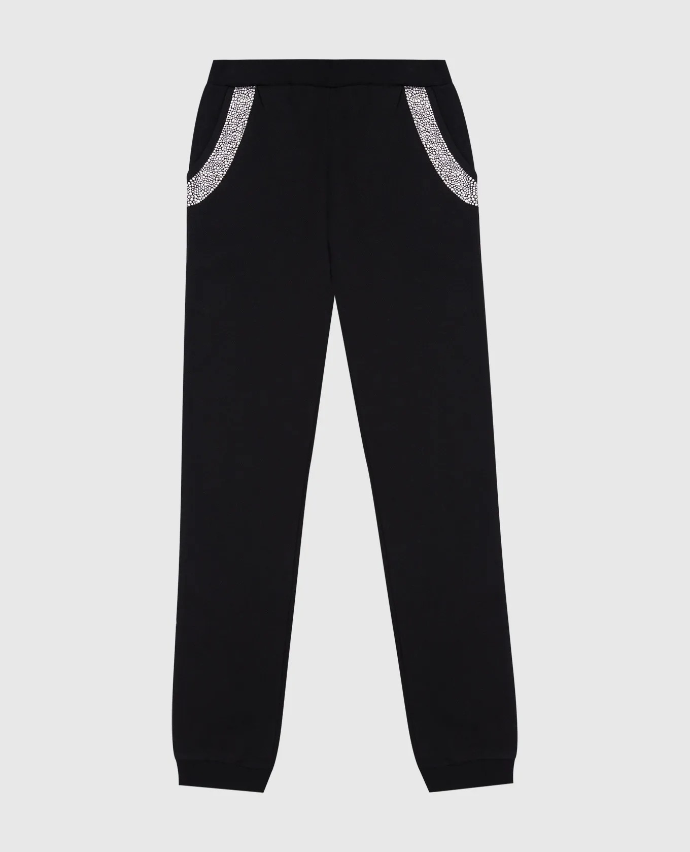 Philipp Plein Joggers neri da bambino con cristalli GJT0115