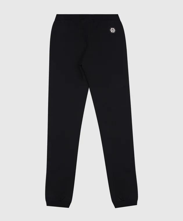 Philipp Plein Joggers neri da bambino con cristalli GJT0115