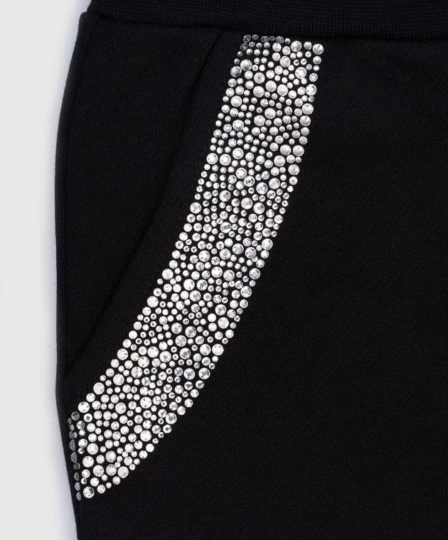 Philipp Plein Joggers neri da bambino con cristalli GJT0115