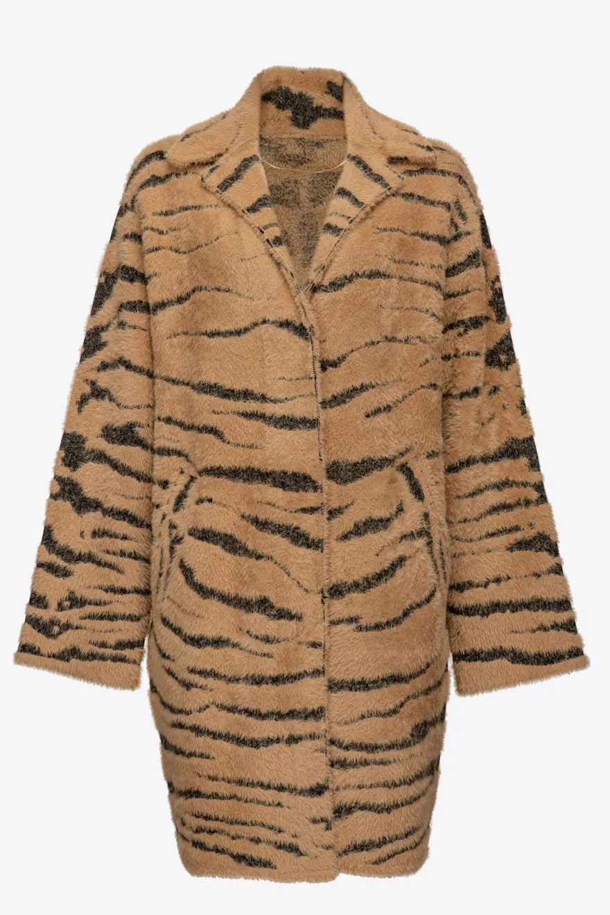 PINKO Cappotto cocoon faux  fur tigrato