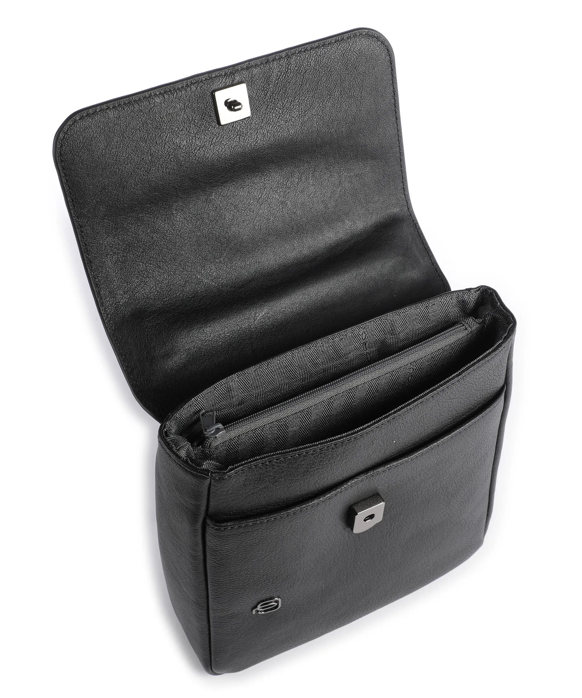  Piquadro Black Square Borsa a tracolla pelle di vacchetta grana nero  