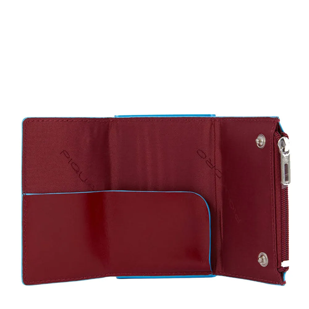 Portacarte PIQUADRO in Pelle e Alluminio con RFID Colore Rosso Linea Blue Square - PP5585B2BLR