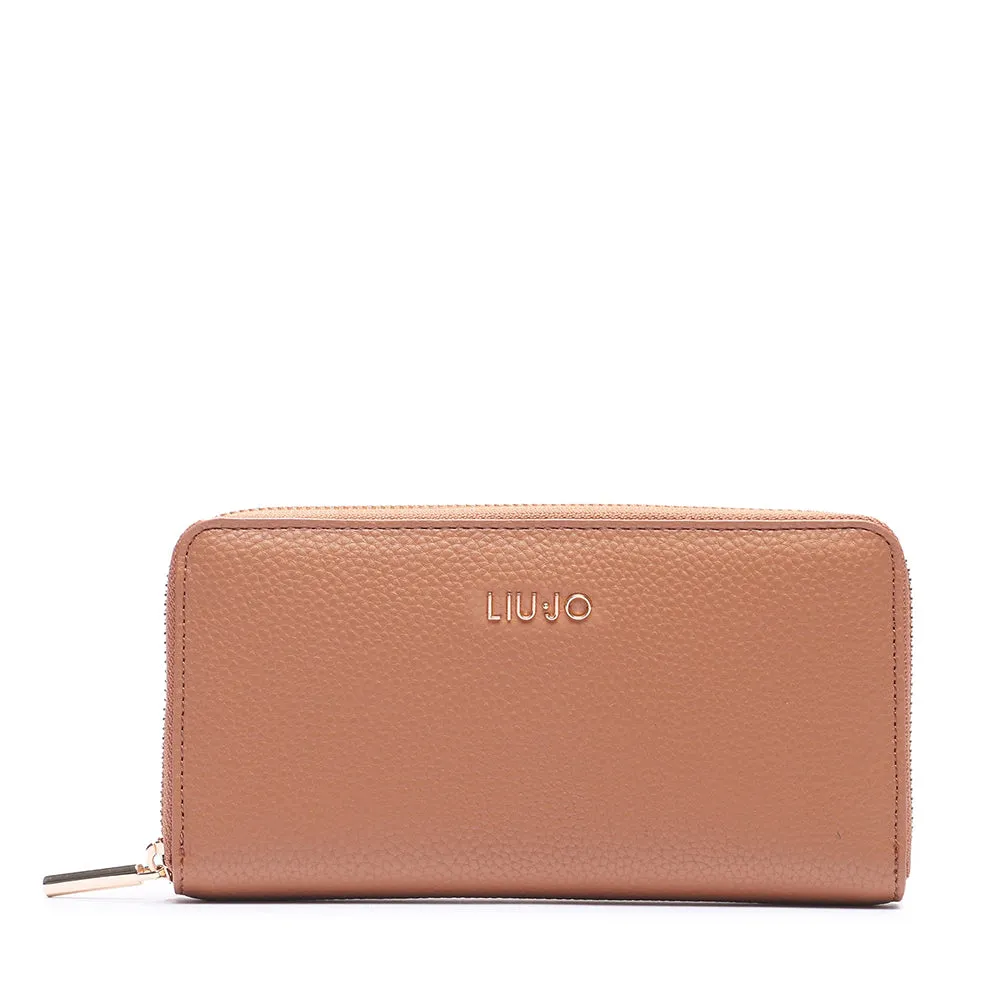 Portafoglio Donna Zip Around LIU JO Effetto Bottalato Bronze Caramel AF3369