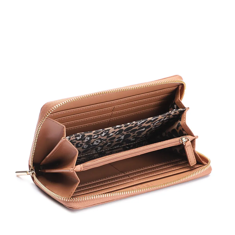 Portafoglio Donna Zip Around LIU JO Effetto Bottalato Bronze Caramel AF3369