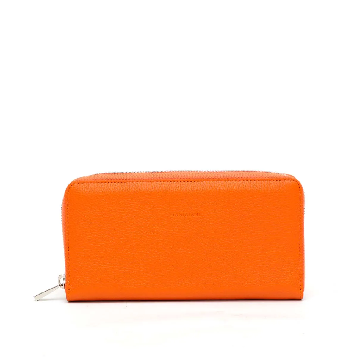 Portafoglio Zip in Pelle Arancio