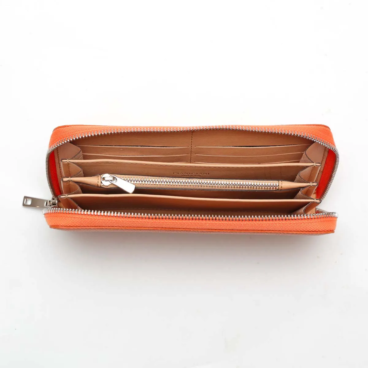 Portafoglio Zip in Pelle Arancio