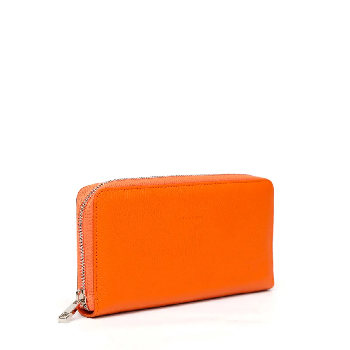 Portafoglio Zip in Pelle Arancio