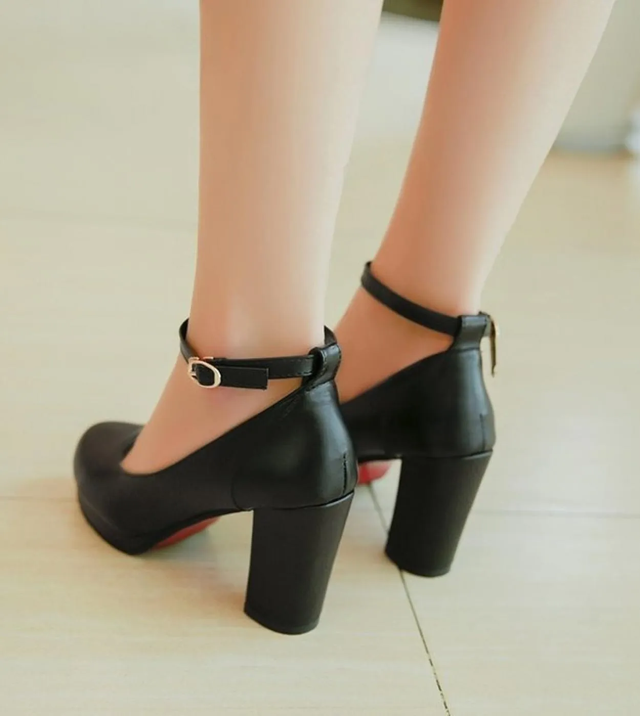 Scarpe con tacco spesso nero Scarpe con tacco alto Scarpe da lavoro Décolleté Tacchi alti 8 cm Donna 2023 Nuovo