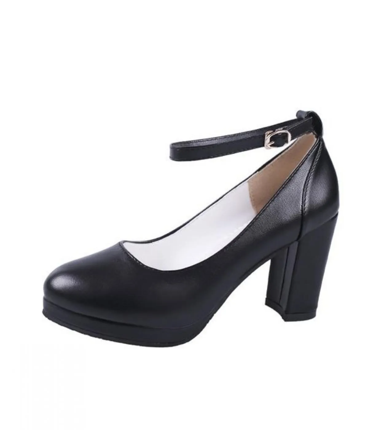 Scarpe con tacco spesso nero Scarpe con tacco alto Scarpe da lavoro Décolleté Tacchi alti 8 cm Donna 2023 Nuovo