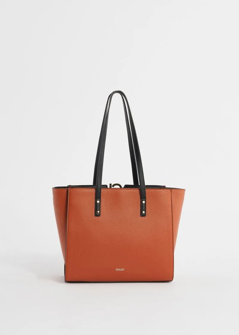 Shopping bag in similpelle con charm