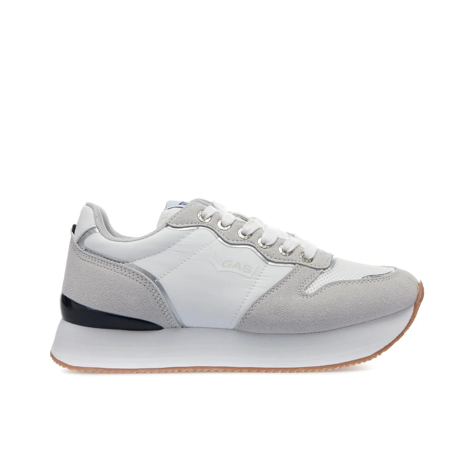Sneakers grigie con suola platform e logo