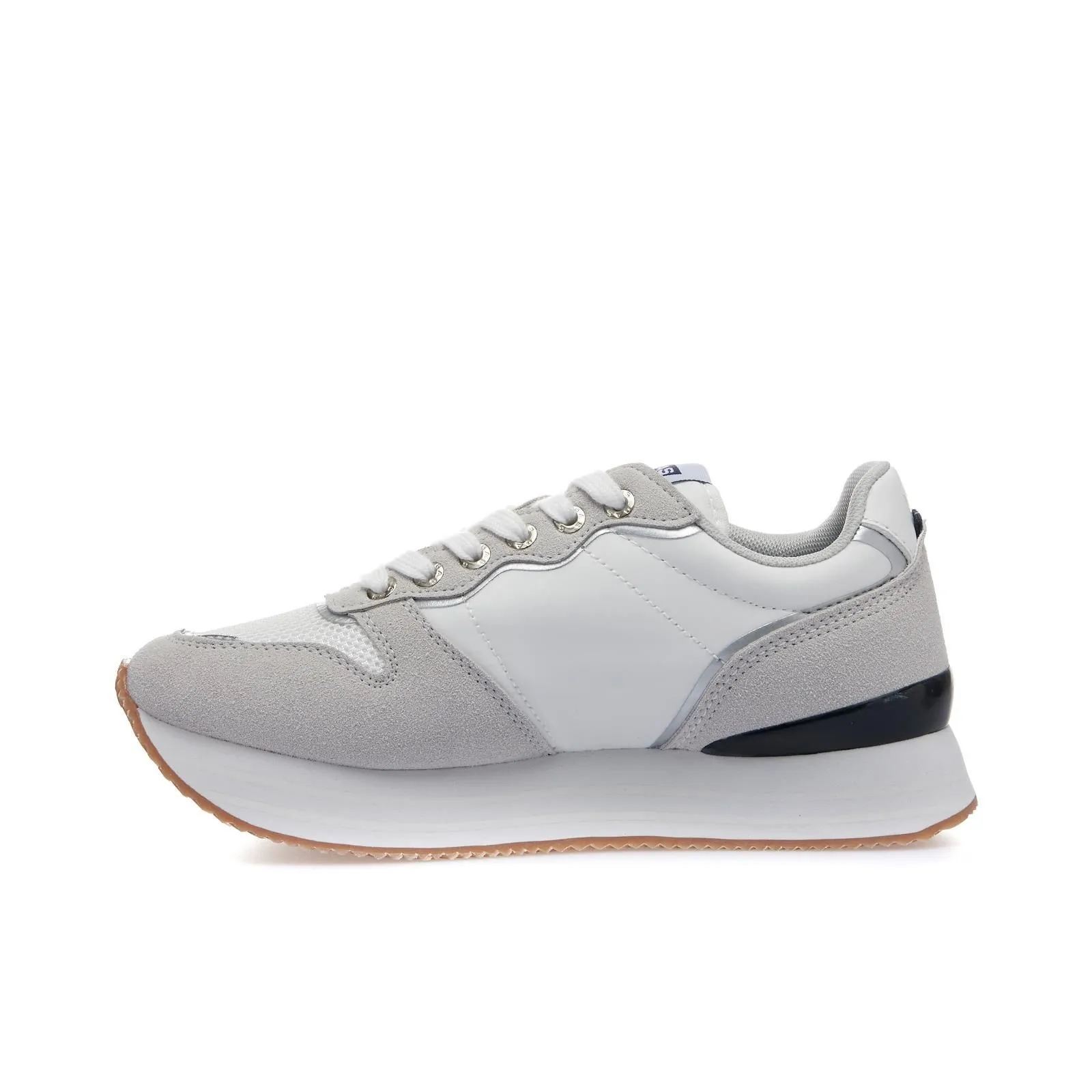 Sneakers grigie con suola platform e logo