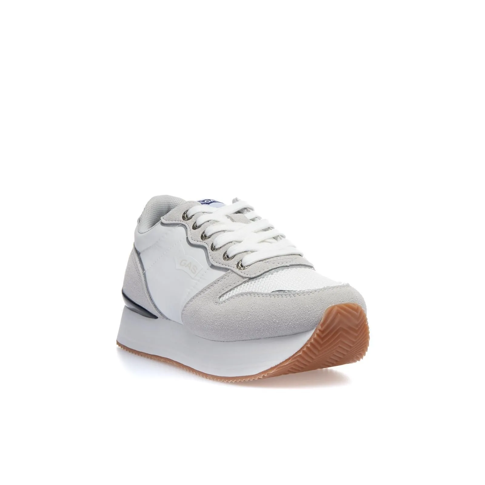 Sneakers grigie con suola platform e logo