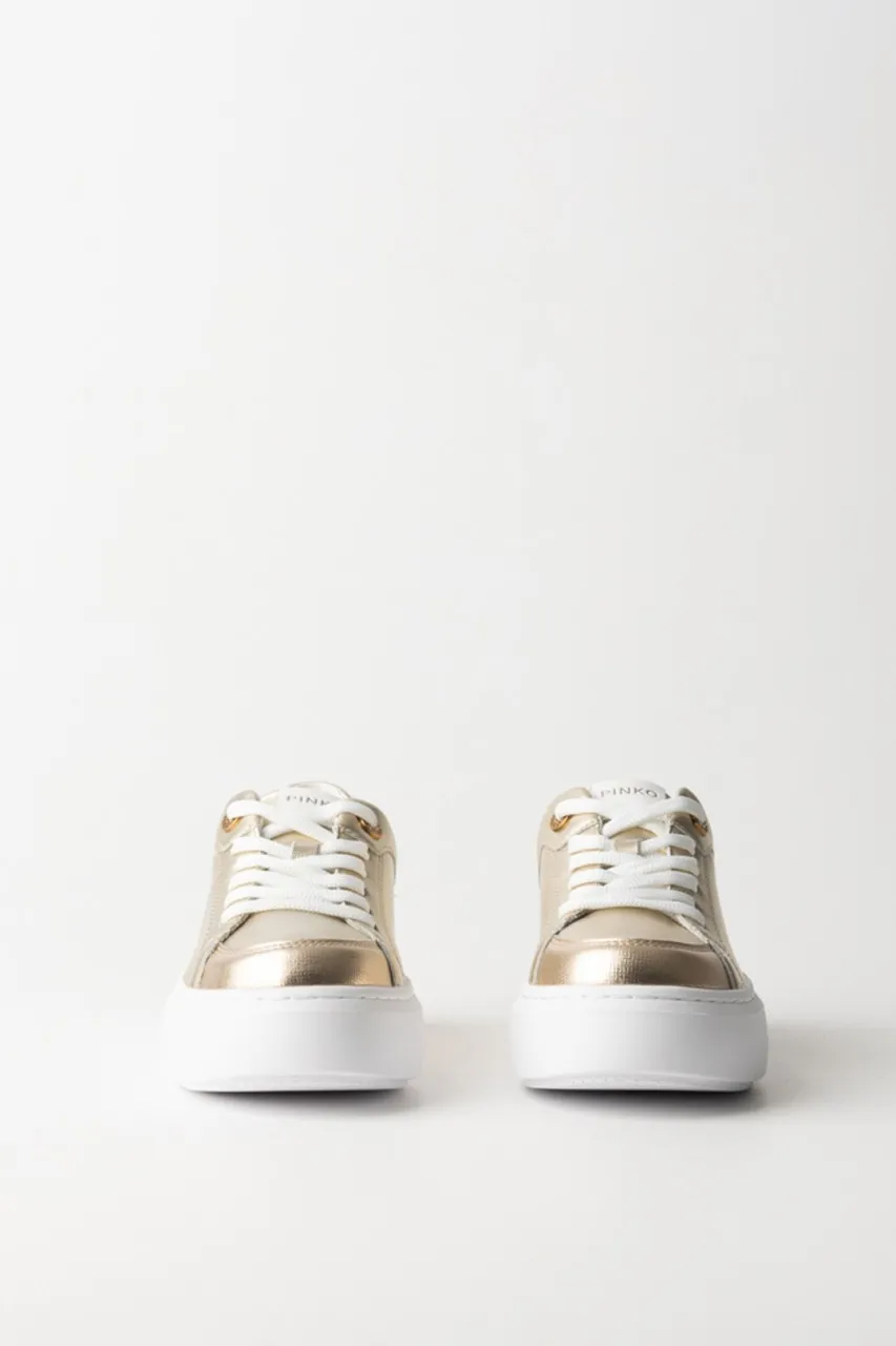Sneakers laminate con platform logato PLATINO