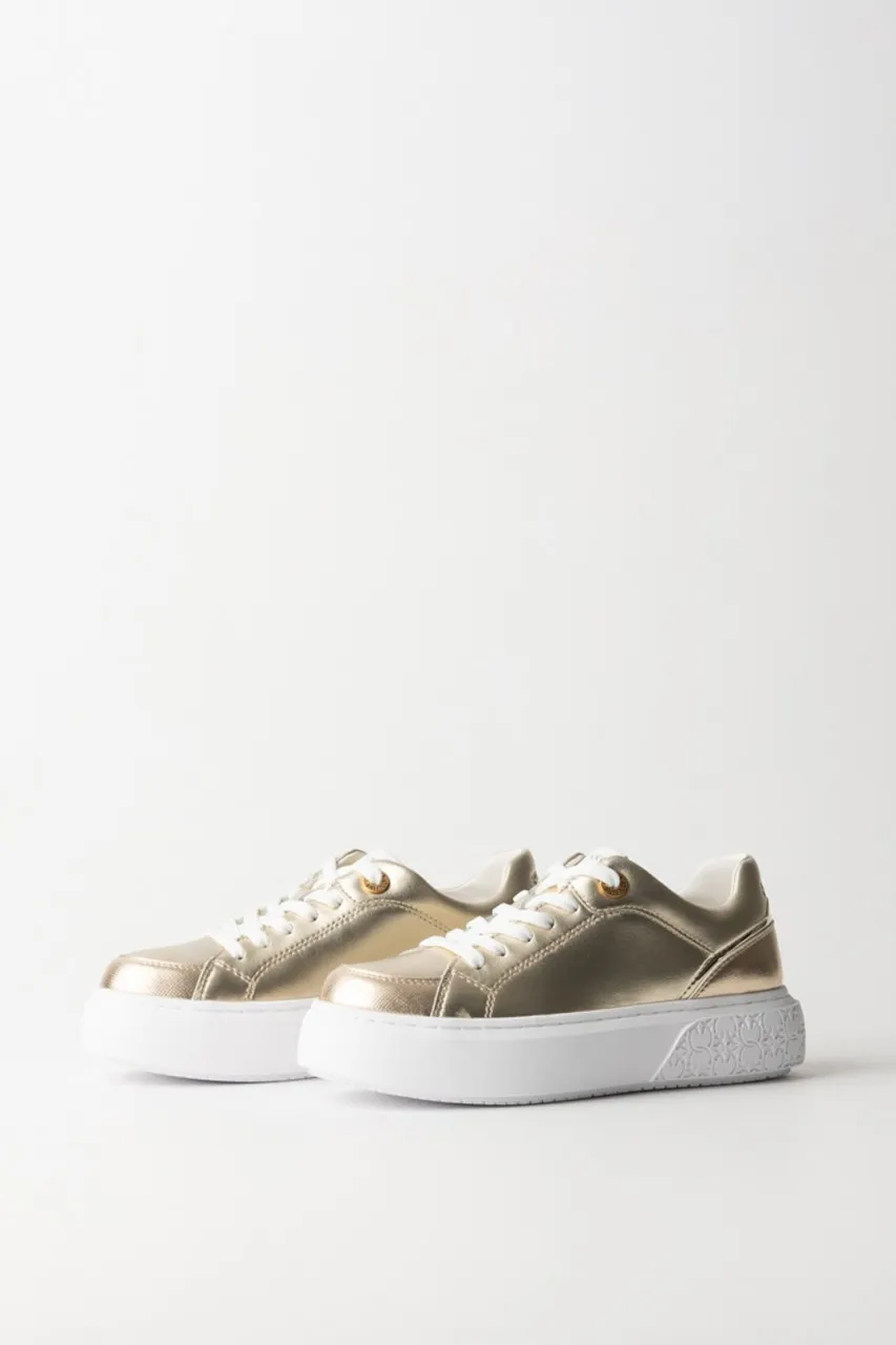Sneakers laminate con platform logato PLATINO