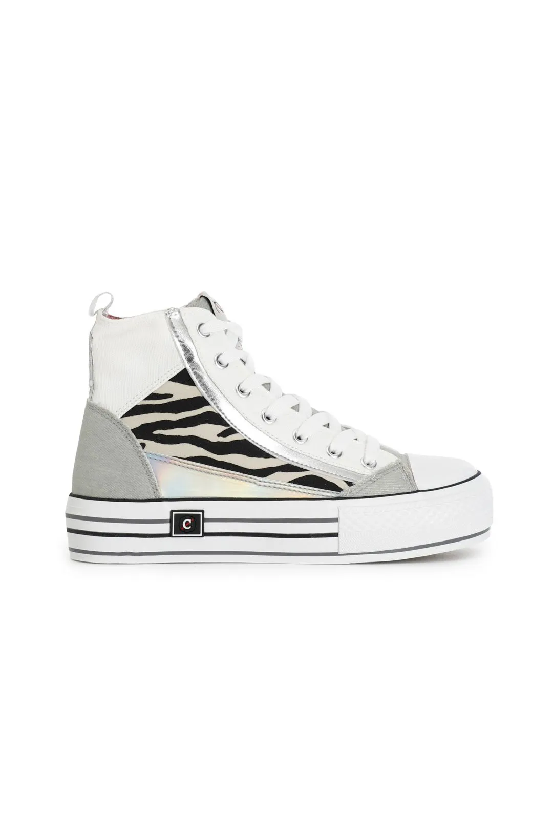 sneakers mid patchwork zebrati multi bianco