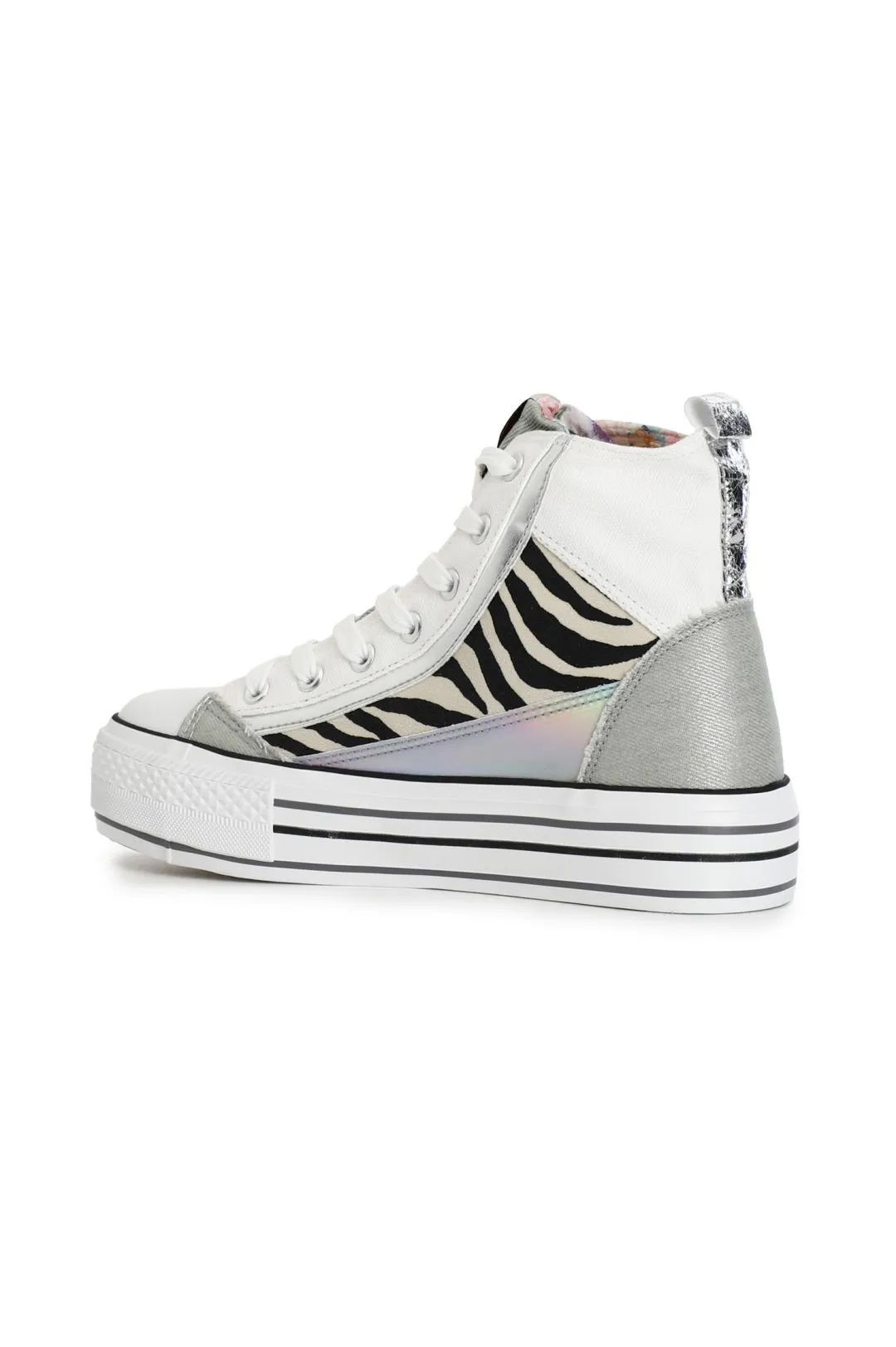 sneakers mid patchwork zebrati multi bianco