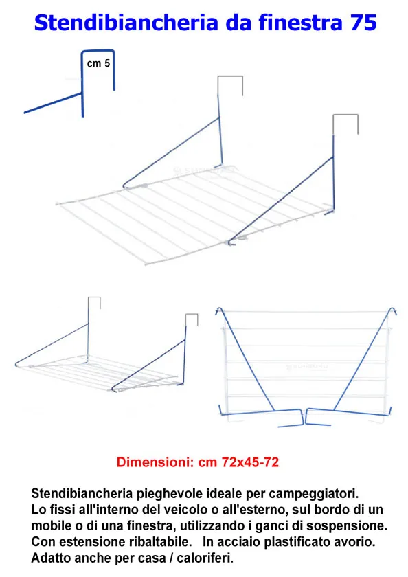 STENDIBIANCHERIA DA FINESTRA CARAVAN CAMPER MOD. 75 EST.