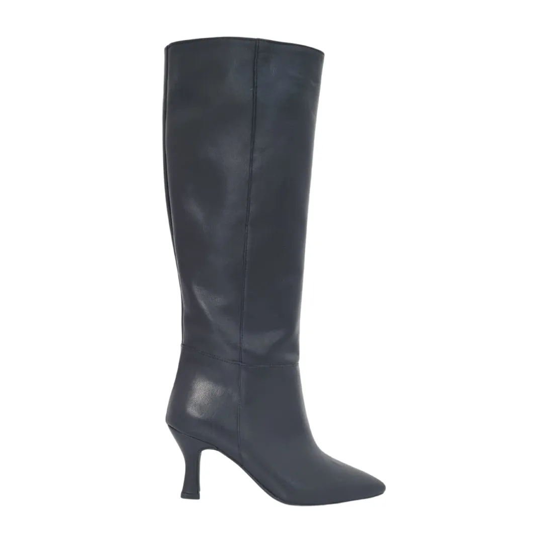 Stivali a tubo con tacco pelle nero F/W