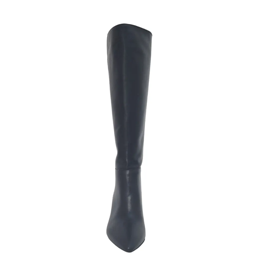 Stivali a tubo con tacco pelle nero F/W