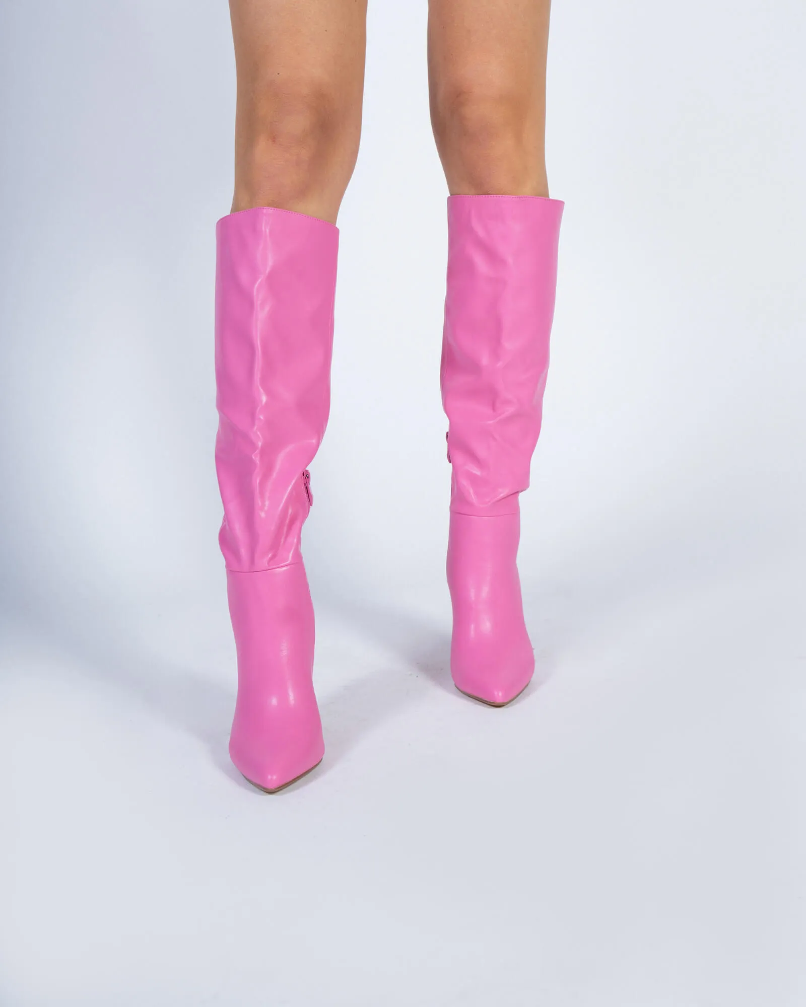 Stivali al ginocchio con tacco a spillo - Fucsia