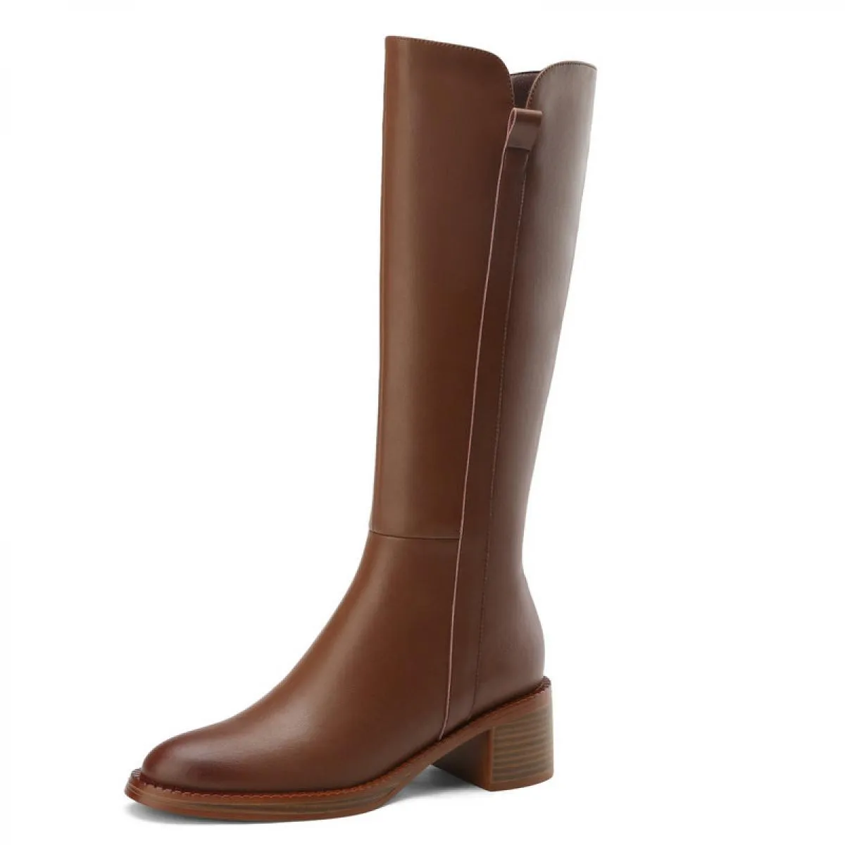 Stivali alti al ginocchio da donna Autunno Inverno Outdoor Casual Tacchi spessi Scarpe in vera pelle Donna Stivali lunghi classi