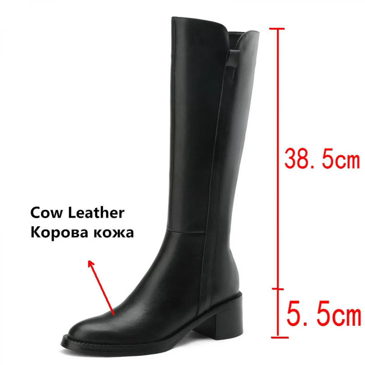 Stivali alti al ginocchio da donna Autunno Inverno Outdoor Casual Tacchi spessi Scarpe in vera pelle Donna Stivali lunghi classi