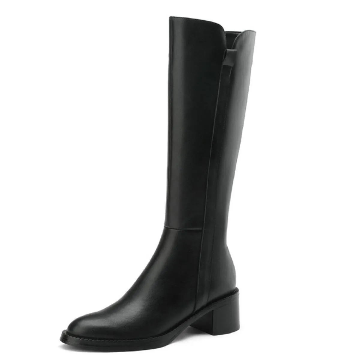 Stivali alti al ginocchio da donna Autunno Inverno Outdoor Casual Tacchi spessi Scarpe in vera pelle Donna Stivali lunghi classi