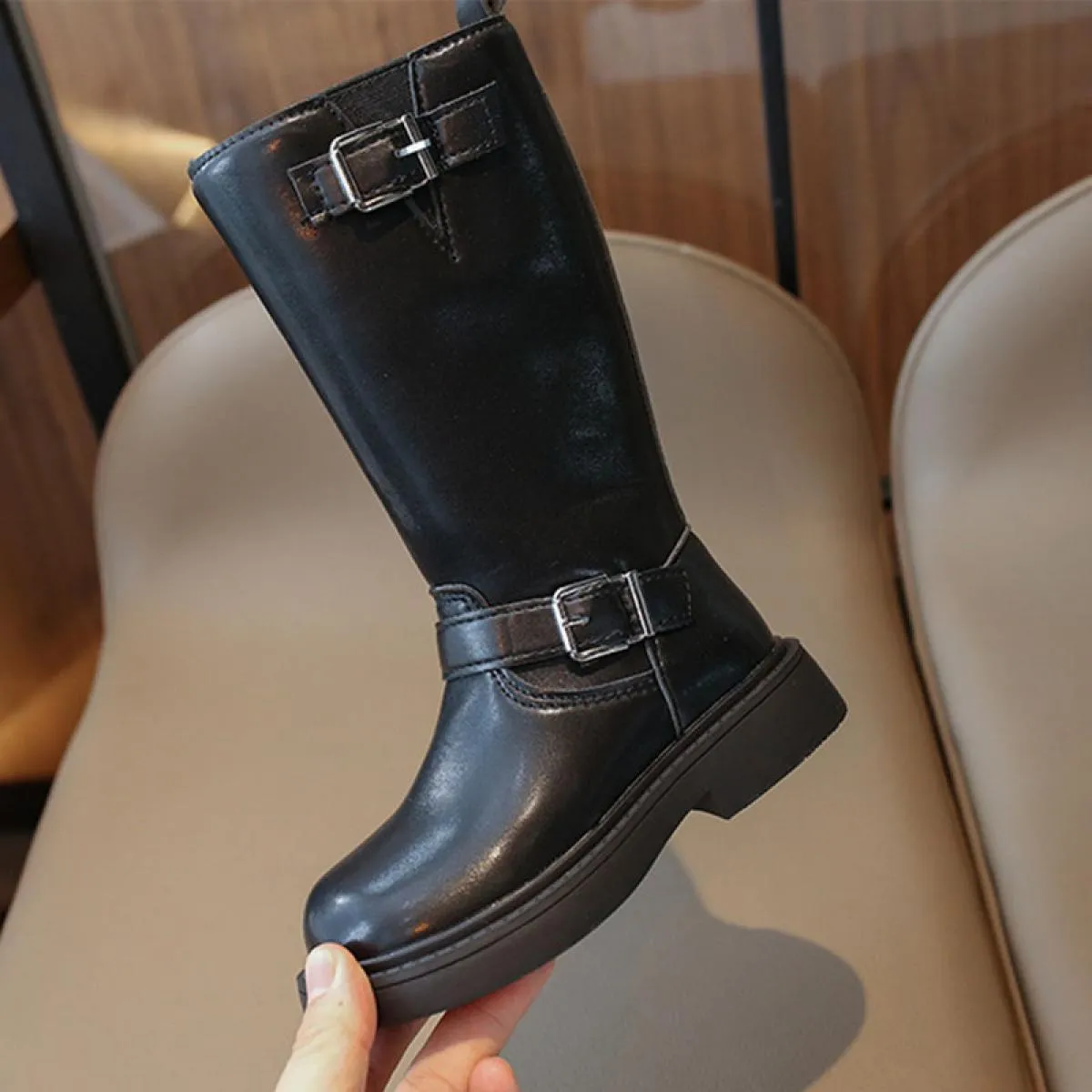 Stivali invernali con cinturino alla caviglia per ragazze Scarpe da gladiatore alte al ginocchio Stivali da cavaliere dritti per