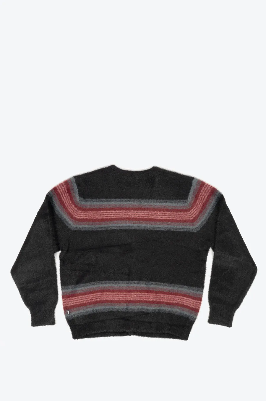 STUSSY STRIPE SHAGGY CARDIGAN BLACK