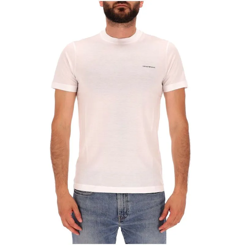 T-shirt bianca con logo applicato sul petto 