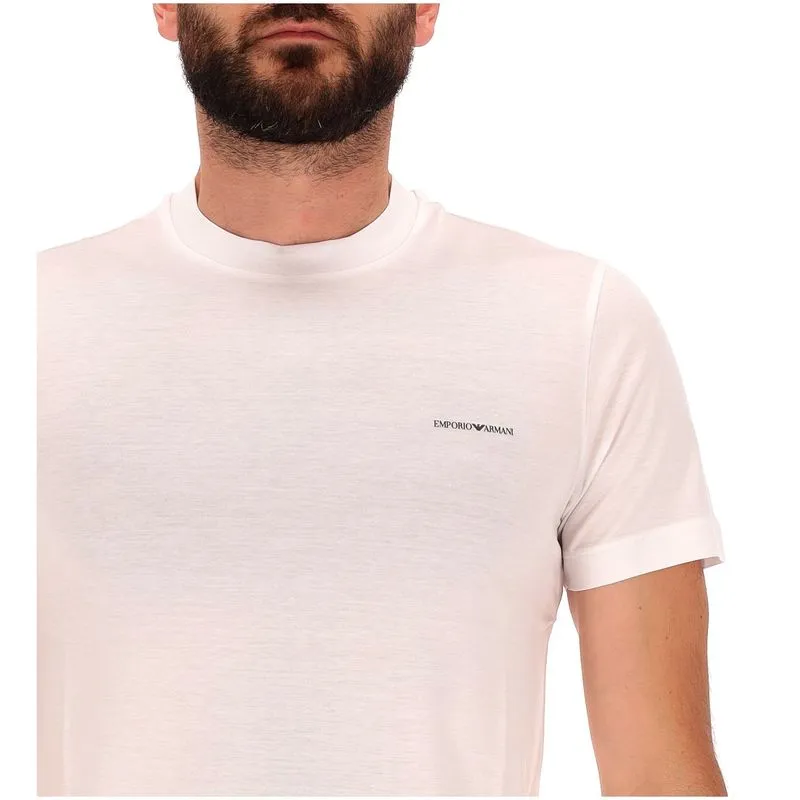 T-shirt bianca con logo applicato sul petto 