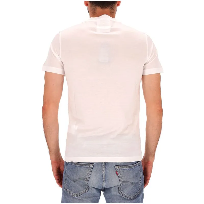 T-shirt bianca con logo applicato sul petto 