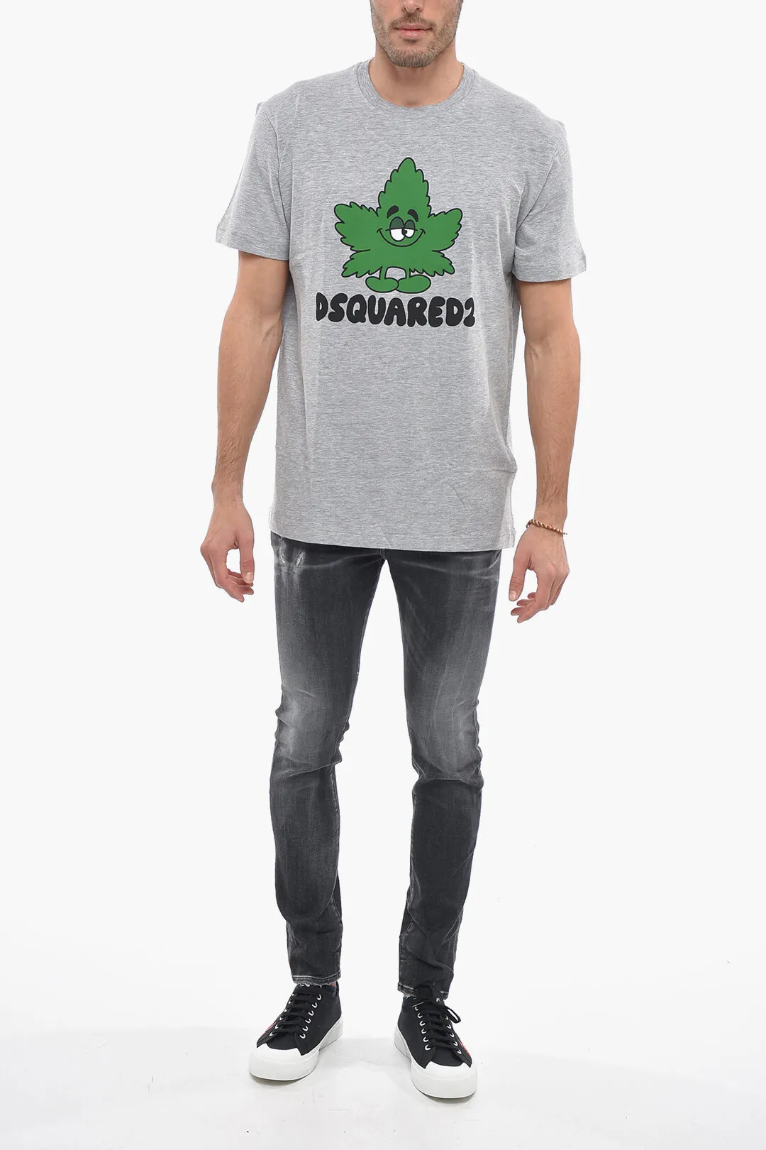 T-Shirt Girocollo LEAF con Stampa Frontale