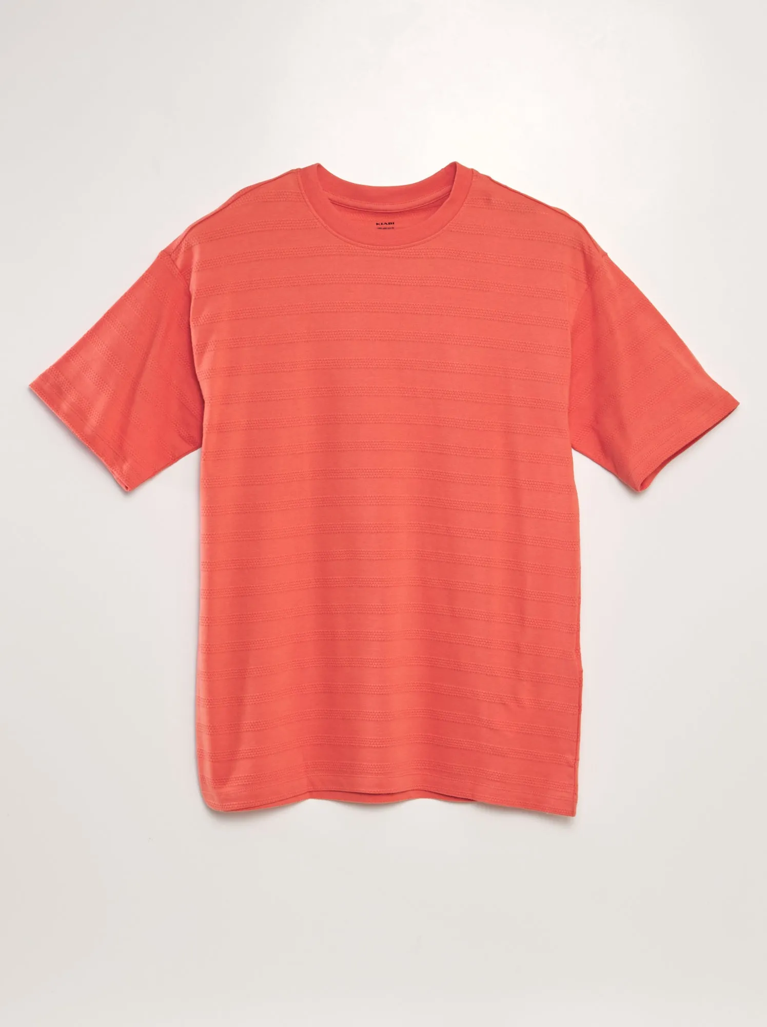T-shirt in cotone testurizzato - ARANCIONE