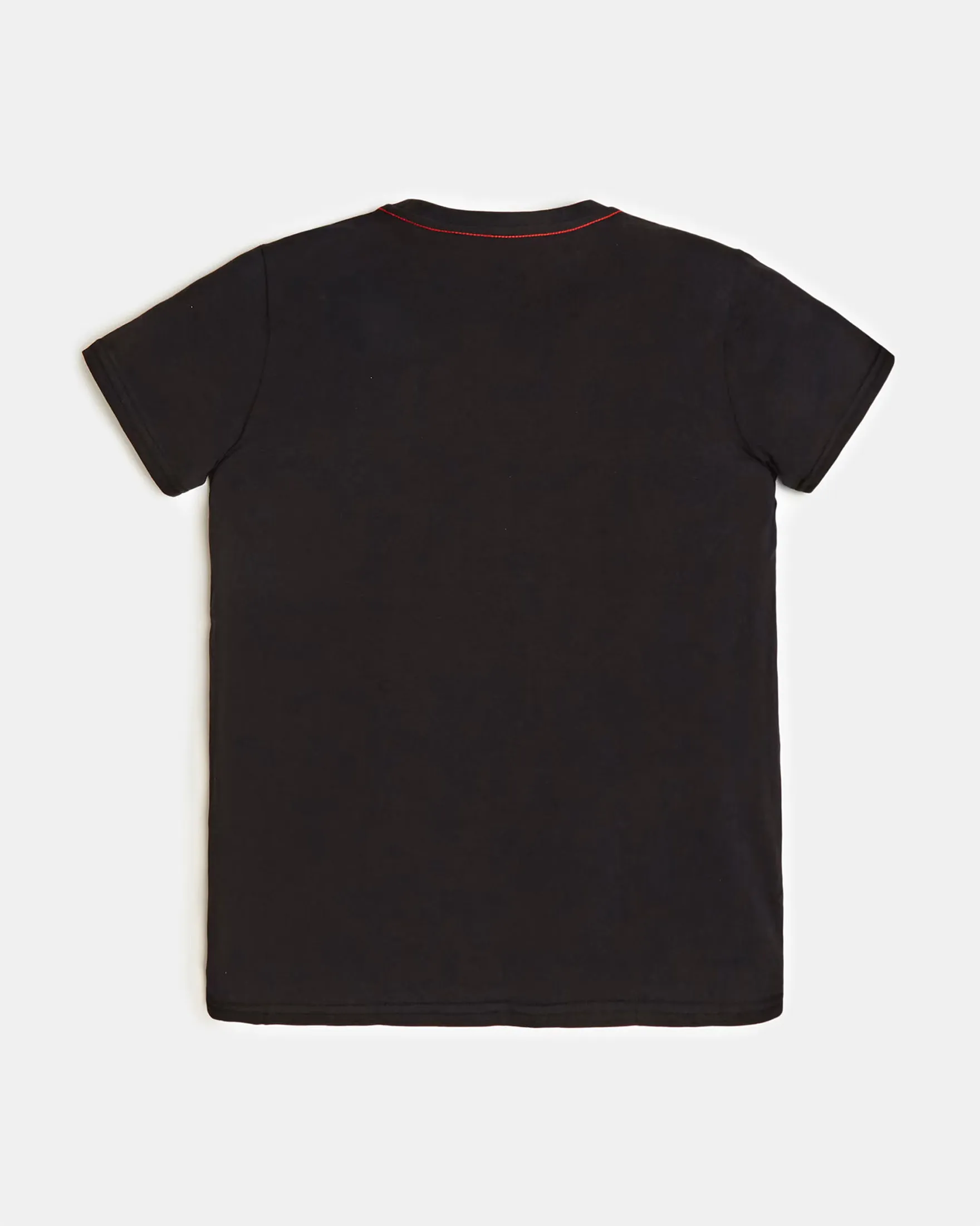 T-shirt nera in puro cotone con stampa maxi logo triangolo rosso frontale 10-16 anni