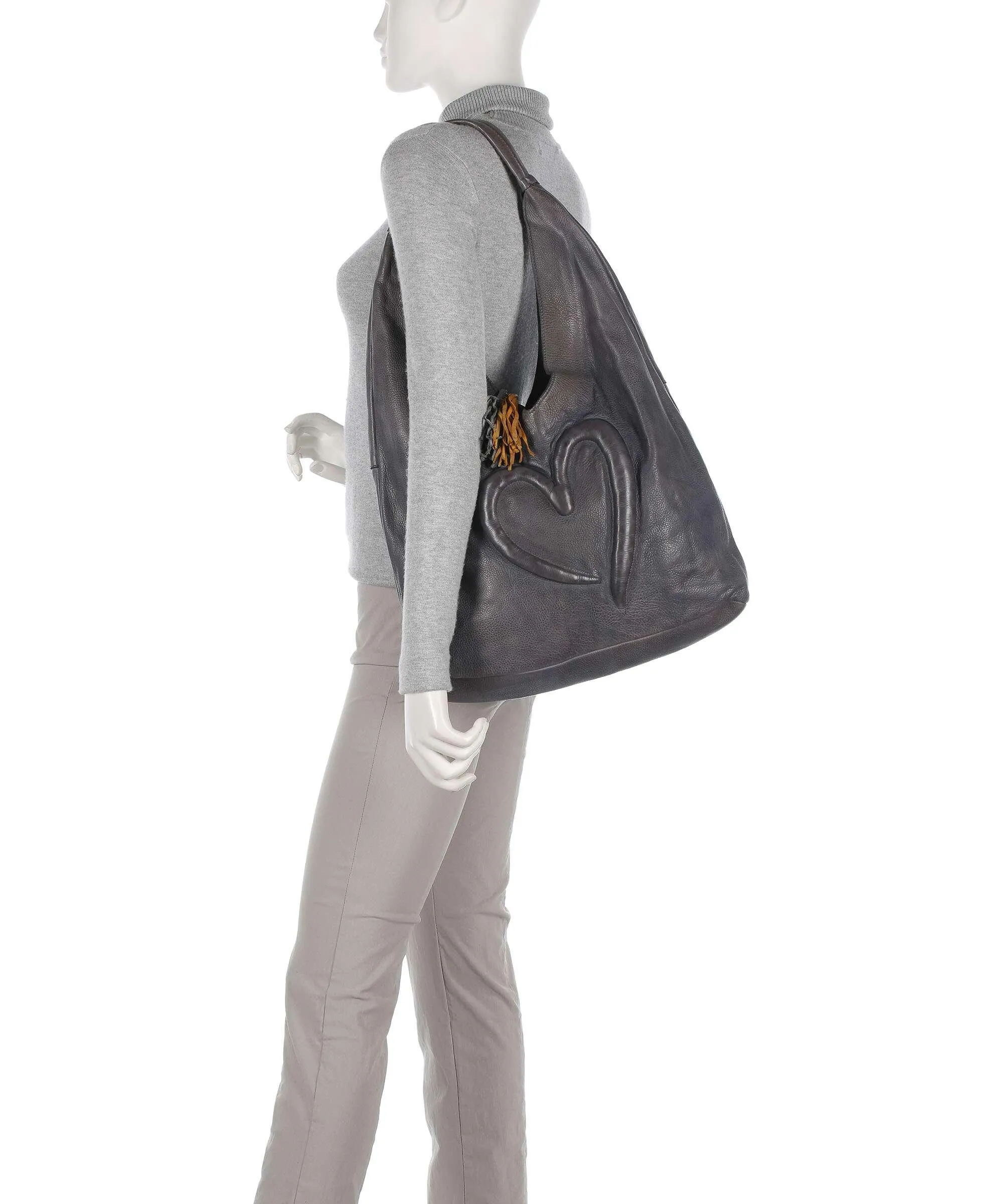  Taschendieb Wien Herzgasse 21 Borsa hobo pelle di vacchetta grana grigio  