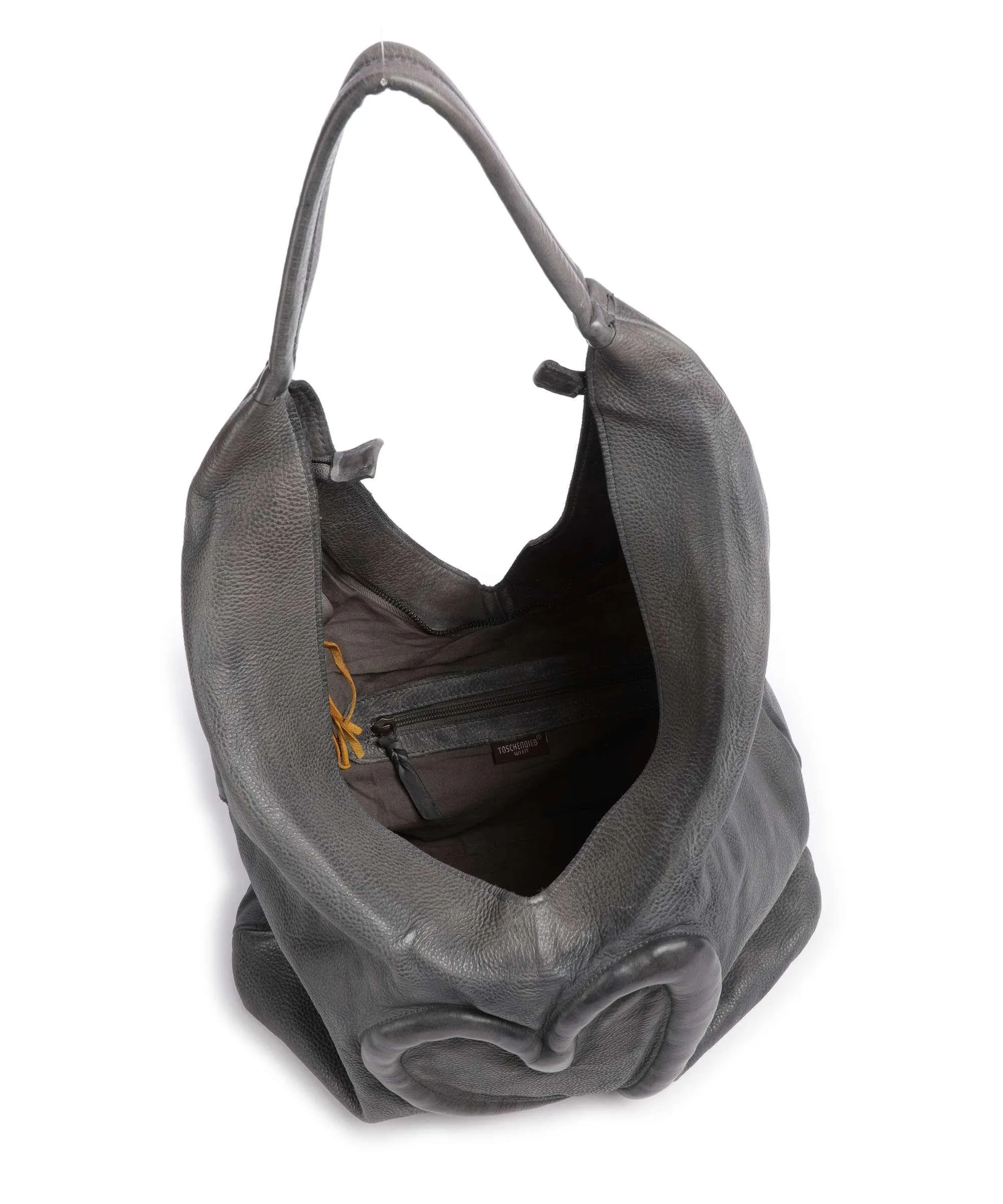  Taschendieb Wien Herzgasse 21 Borsa hobo pelle di vacchetta grana grigio  