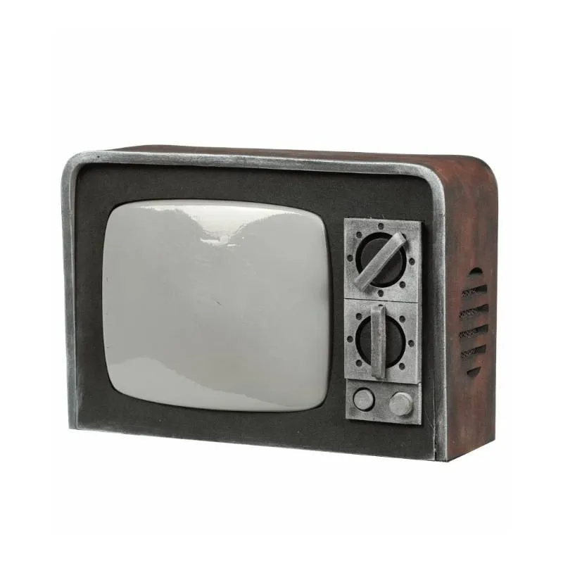 TELEVISORE FINTO VECCHIO LEGGERO32X22CM LUCI E SUONI ARTICOLI DECORATIVI PER ALLESTIMENTI DI HALLOWEEN E CARNEVALE