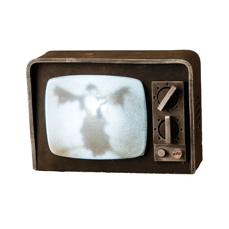 TELEVISORE FINTO VECCHIO LEGGERO32X22CM LUCI E SUONI ARTICOLI DECORATIVI PER ALLESTIMENTI DI HALLOWEEN E CARNEVALE