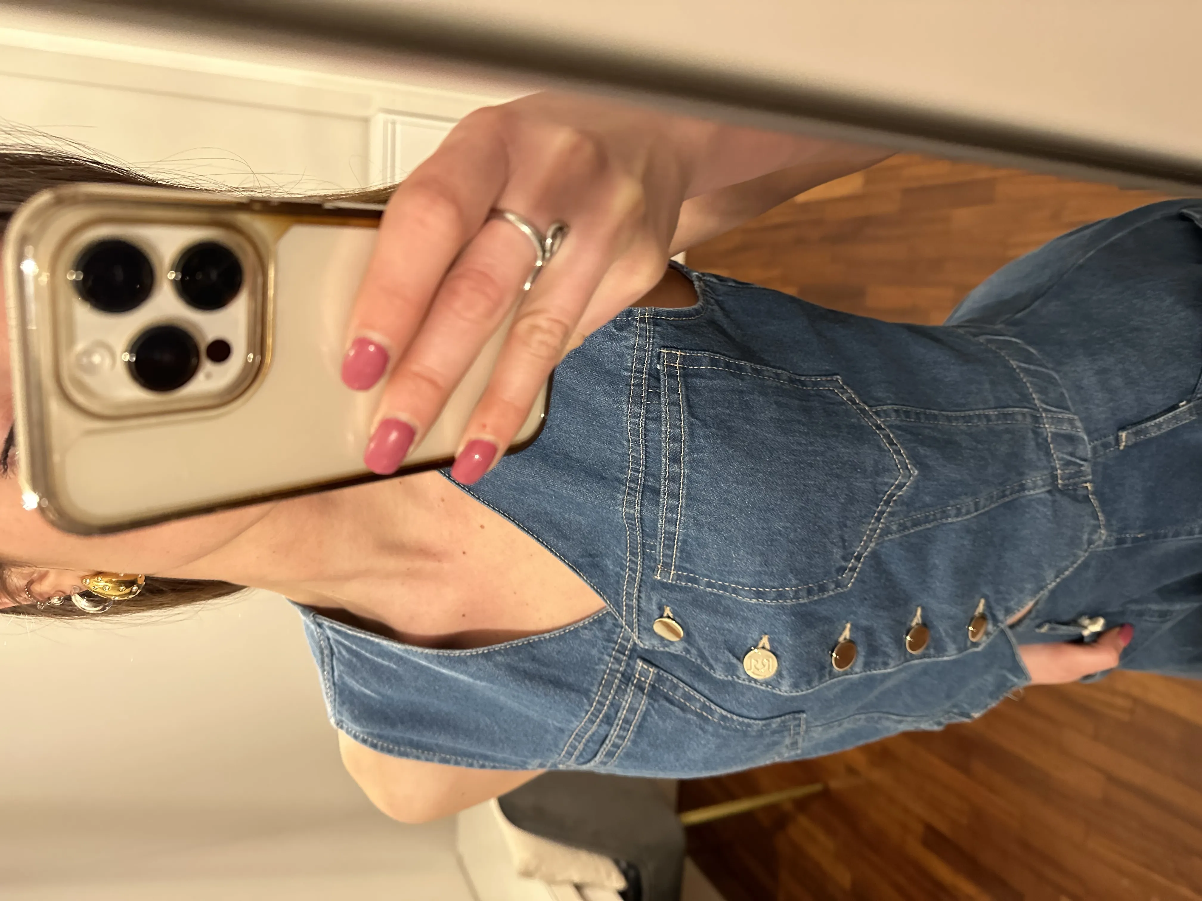 Top RINASCIMENTO in Jeans con chiusura a bottoni, ampie tasche,  disponibile anche con gonna in coordinato